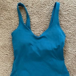 Lululemon align tank top waist length. Size 0. perfect condition. Blue.